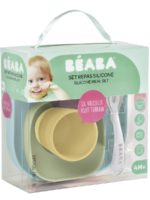 Beaba Набор посуды (2 тарелки на присоске, стакан, ложка) Yellow — изображение 5