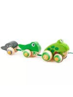 Hape Игрушка-каталка на веревочке Семья лягушек на прогулке