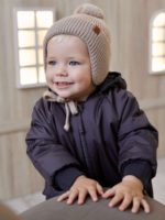 ToucanKids Шапочка вязаная на завязках с помпоном теплый беж — изображение 2