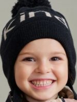 Happy Baby Шапка с помпоном на завязках черная — изображение 4