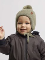 ToucanKids Шапочка вязаная на завязках с помпоном светлый хаки — изображение 2