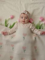 Loomknits Плед вязаный Flowers Tulip топленое молоко 120х80см