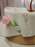 Loomknits Плед вязаный Flowers Tulip топленое молоко 120х80см — изображение 3