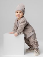 Bodo Костюм из футера с начесом (кофта на молнии, брюки) серо-бежевый — изображение 2
