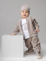 Bodo Костюм из футера с начесом (кофта на молнии, брюки) серо-бежевый