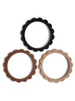 Mushie Прорезыватель Flower Bracelet Dove Black/Caramel/Natural