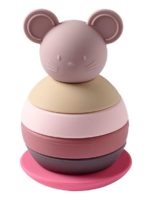 Nattou Игрушка-пирамидка силиконовая Мышка Pink