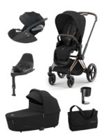 Cybex Коляска 3 в 1 Priam IV Sepia Black шасси Rosegold + Cloud T i-Size Sepia Black Plus + Base T + аксессуары