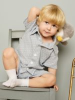 ToucanKids Комплект из муслина (рубашка, шорты) горошек на голубом — изображение 3