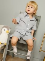 ToucanKids Комплект из муслина (рубашка, шорты) горошек на голубом — изображение 2