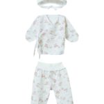 ToucanKids Комплект из муслина (распашонка, ползунки, чепчик) розочки на белом