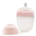 Mombella Антиколиковая силиконовая бутылочка 210мл Wide Neck розовая