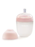 Mombella Антиколиковая силиконовая бутылочка 210мл Wide Neck розовая