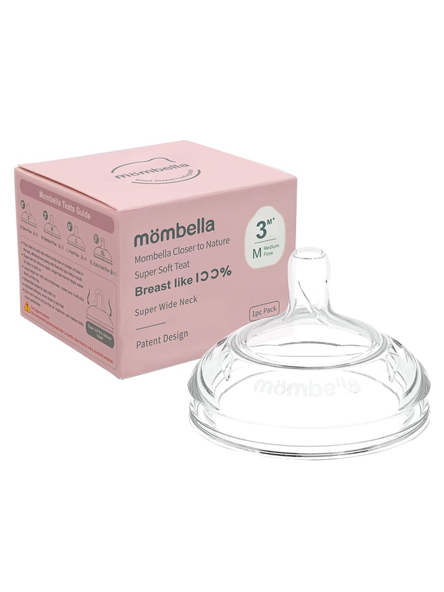 Mombella Соска силиконовая для широкой бутылочки Wide Neck, размер M_8157_002 Mombella Силиконовая соска для широкой бутылочки Wide Neck M средний поток — изображение 1