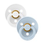 BIBS Набор из 2-х пустышек Colour Latex White/Baby Blue 0-6 месяцев