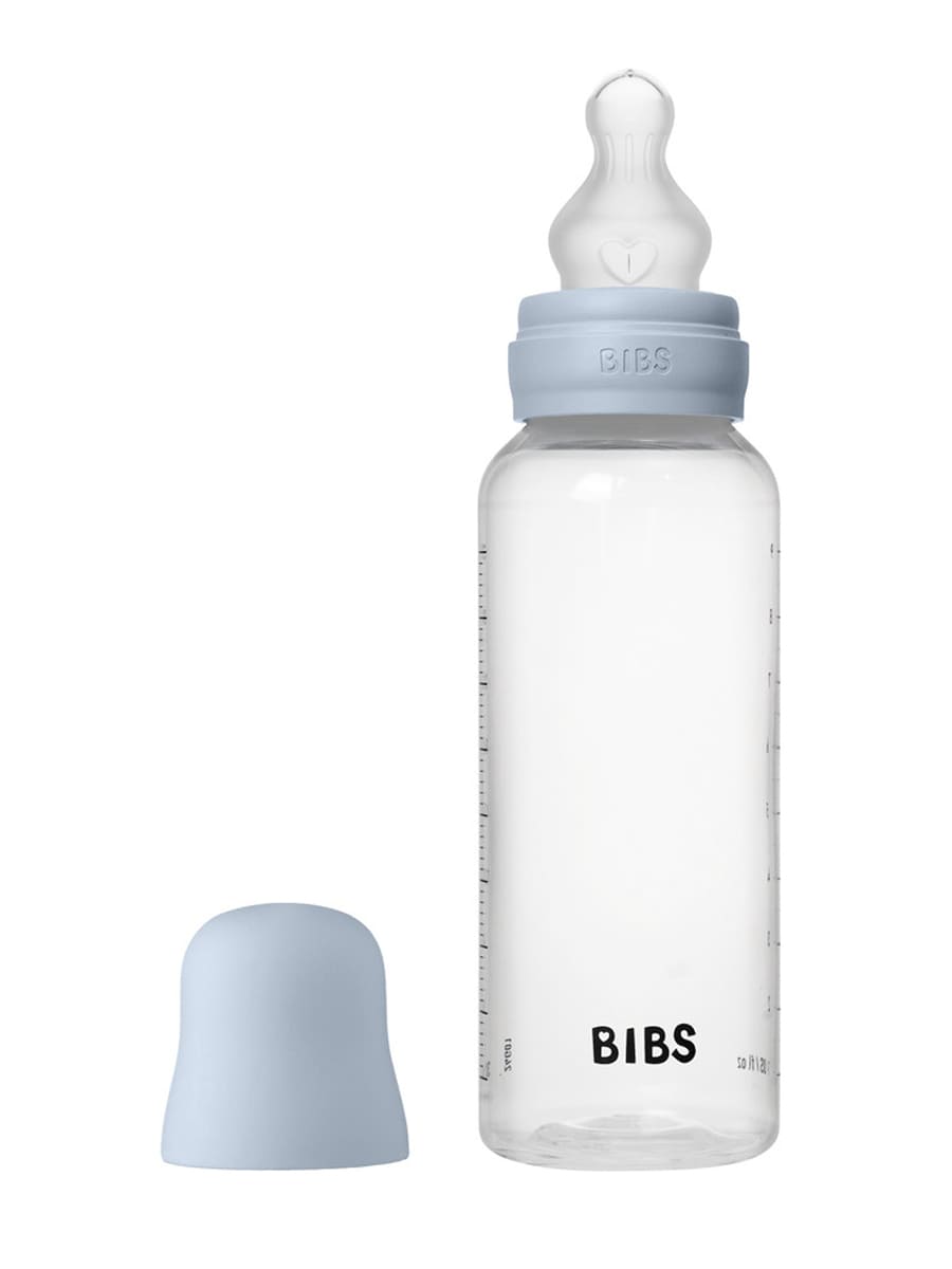 Бутылочка для кормления в комплекте с силиконовой соской, средний поток BIBS - Baby Blue, 270 мл_001 BIBS Бутылочка из полипропилена в наборе с силиконовой соской, средний поток 270 мл Baby Blue — изображение 1
