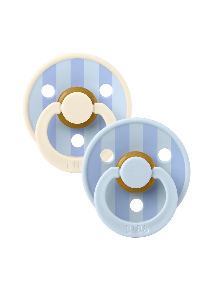 STUDIO Colour 2 Pack Block - Baby Blue Dusty Blue Mix BIBS Набор из 2-х пустышек Studio Colour Block Latex Baby Blue/Dusty Blue 6-18 месяцев — изображение 1
