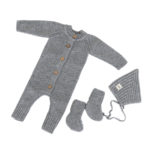 Mimibaby Комплект из шерсти мериноса (комбинезон, шапочка, пинетки) серый