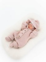 Mimibaby Комплект из шерсти мериноса (комбинезон с капюшоном, шапочка, пинетки) пудровый — изображение 3