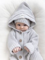 Mimibaby Комплект (комбинезон с капюшоном, шапочка, пинетки) стальной — изображение 2