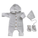 Mimibaby Комплект (комбинезон с капюшоном, шапочка, пинетки) стальной