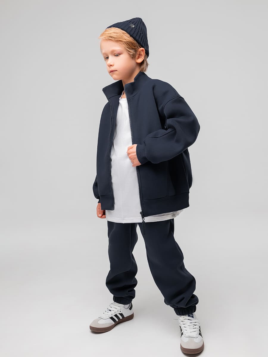 Bodo Костюм из футера с начесом (кофта на молнии, брюки) индиго 11-598MU (2) Bodo Костюм из футера с начесом (кофта на молнии, брюки) индиго — изображение 1