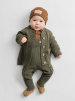 Happy Baby Комплект (кардиган, полукомбинезон) темно-зеленый — изображение 2