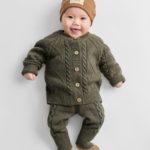 Happy Baby Комплект (кардиган, полукомбинезон) темно-зеленый