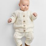 Happy Baby Комплект (кардиган, полукомбинезон) молочный