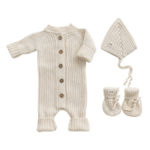 Mimibaby Комплект (комбинезон, шапочка, пинетки) молочный