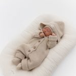 Mimibaby Комплект из шерсти мериноса (комбинезон с капюшоном, шапочка, пинетки) бежевый