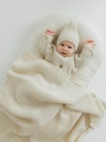 Mimibaby Плед из шерсти мериноса Соты молочный 90х90см