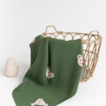 Mimibaby Плед вязаный Мишки оливковый 105х85см