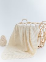 Mimibaby Плед вязаный Мун молочный 100х100см — изображение 2