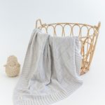 Mimibaby Плед вязаный Квадраты стальной 105х90см
