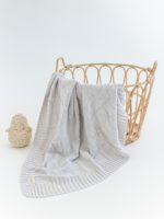 Mimibaby Плед вязаный Квадраты стальной 105х90см