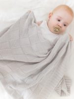 Mimibaby Плед вязаный Квадраты стальной 105х90см — изображение 2