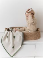 Mimibaby Плед вязаный Ёлочки молочно-оливковый 100х85см — изображение 4