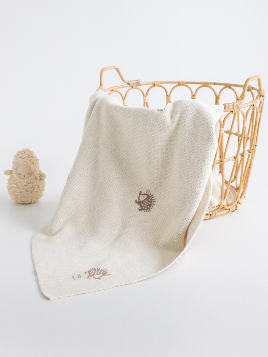 Mimibaby Плед вязаный ёжики молочный 105х85см Mimibaby Плед вязаный Ёжики молочный 105х85см — изображение 1