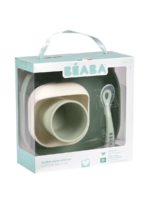 Beaba Набор посуды (2 тарелки на присоске, стакан, ложка) Sage Green — изображение 6
