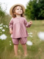 Сонный Гномик Комплект (кофта, шорты) Сакура розовый горох — изображение 2