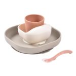Beaba Набор посуды (2 тарелки на присоске, стакан, ложка) Terracotta