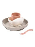Beaba Набор посуды (2 тарелки на присоске, стакан, ложка) Terracotta