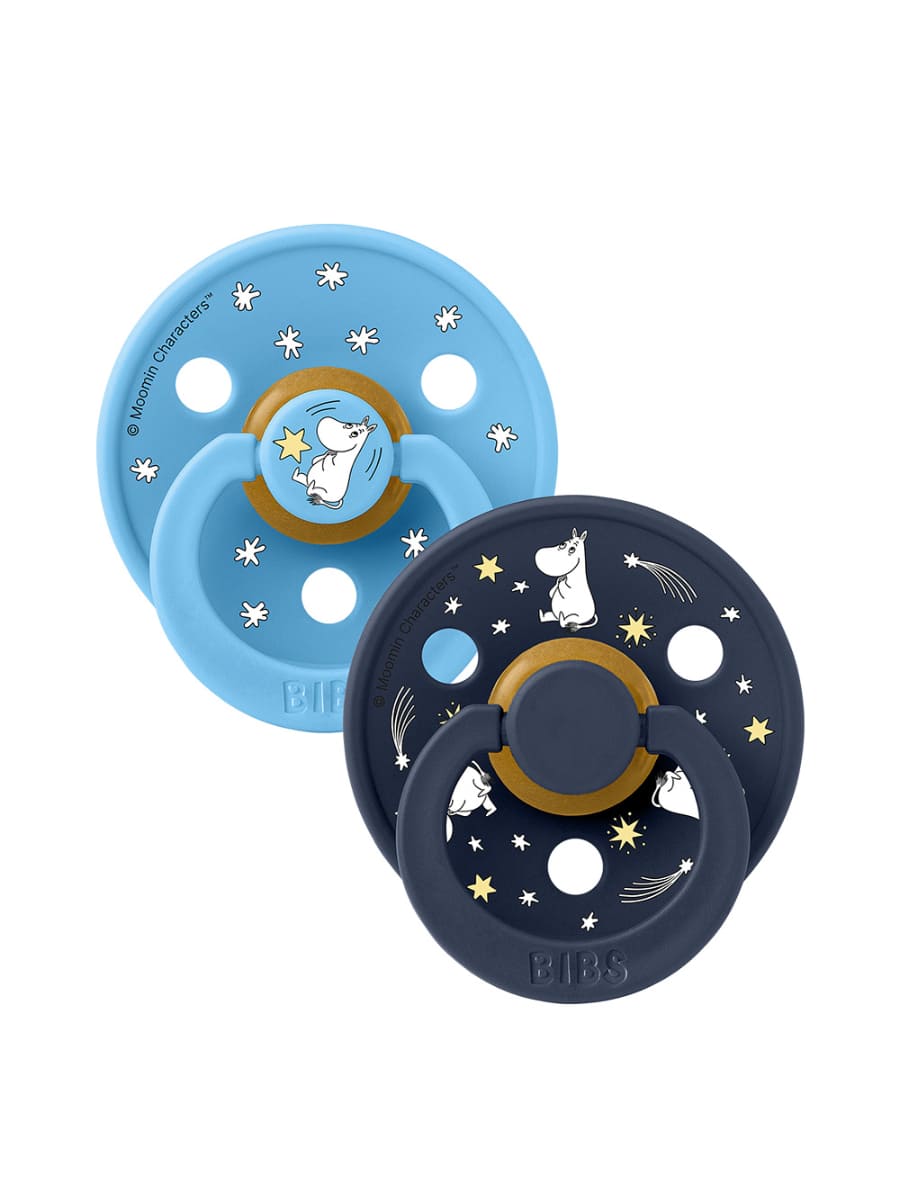 BIBS x Moomin Colour Pacifiers 2 pack Good Night Breeze mix BIBS Набор из 2-х пустышек Colour Moomin Good Night Breeze/Deep Space Mix 0-6 месяцев — изображение 1
