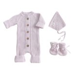 Mimibaby Комплект (комбинезон, шапочка, пинетки) лавандовый
