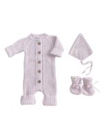 Mimibaby Комплект (комбинезон, шапочка, пинетки) лавандовый