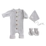 Mimibaby Комплект (комбинезон, шапочка, пинетки) стальной