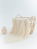 Mimibaby Плед вязаный Квадраты молочный 105х90см