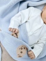 Mimibaby Плед вязаный Мишки небесный 105х85см — изображение 3