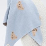 Mimibaby Плед вязаный Мишки небесный 105х85см